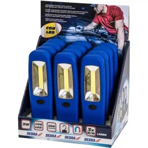 Latarka 3w cob led, podłużna, z bateriami