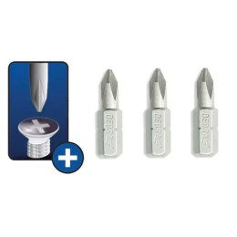 Końcówki wkrętakowe phillips ph0x25mm, 3szt blister
