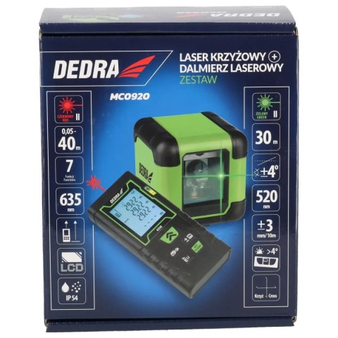 Laser krzyżowy zielony + dalmierz laserowy 40m-zestaw