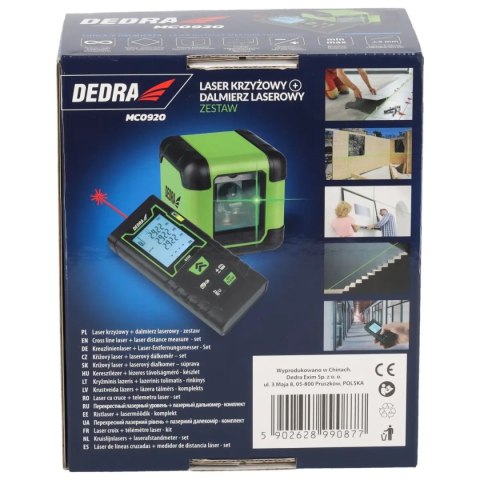 Laser krzyżowy zielony + dalmierz laserowy 40m-zestaw