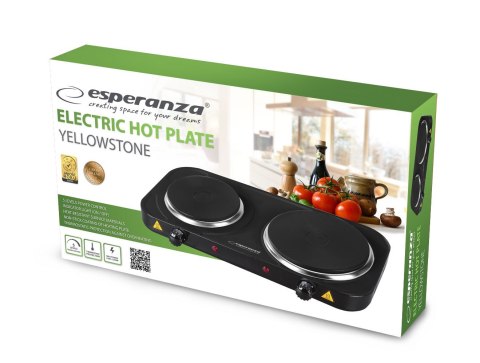 ESPERANZA KUCHENKA ELEKTRYCZNA YELLOWSTONE 1500W + 1000W CZARNA EKH014K