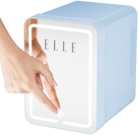 Mini lodówka z lusterkiem do makijażu LED ELLE 4L niebieska
