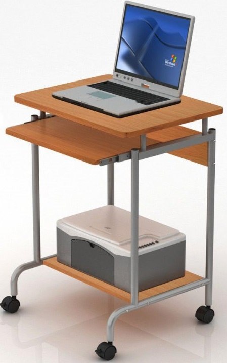 TECHLY Biurko komputerowe 60x45 cm mobilne z wysuwaną półką buk ICA-TB S005