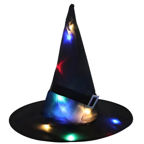 Czapka wiedźmy led kapelusz czarownicy na halloween karnawał cosplay -o289 swiecaca