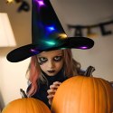 Czapka wiedźmy led kapelusz czarownicy na halloween karnawał cosplay -o289 swiecaca