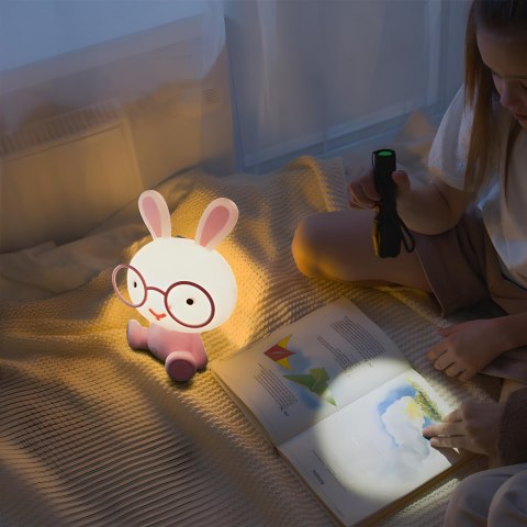 Lampa lampka biurkowa nocna dla dzieci królik różowy e024