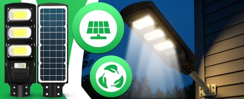 Lampa uliczna led latarnia solarna 240w + pilot (uchwyt montażowy m004b+ baterie) zestaw e307