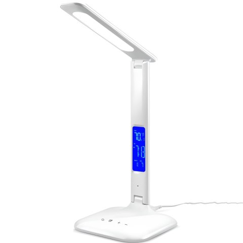 Lampka led biurkowa 5 trybów światła ładowarka ekran lcd budzik zegar temp