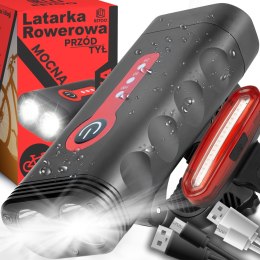 Lampka rowerowa led przód 1800 lumenów mocna + tył -s103