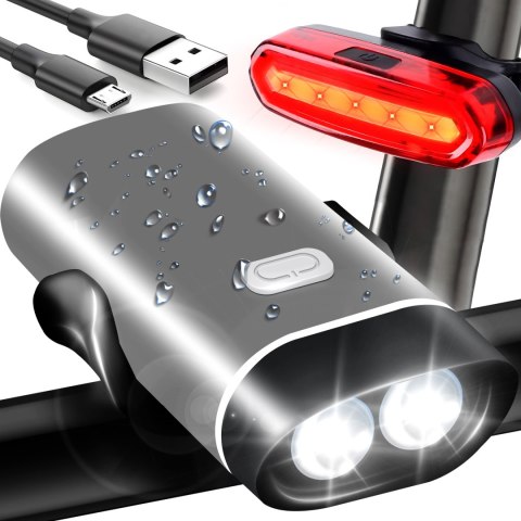 Lampka rowerowa światło przód tył led na kierownicę rower mocna usb jasna s093