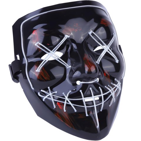 Maska led świecąca ledowa halloween impreza purge - biała