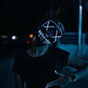 Maska led świecąca ledowa halloween impreza purge - biała