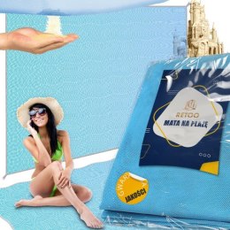 Mata plażowa koc na plażę xxl 200x200 sand free - niebieska -s045