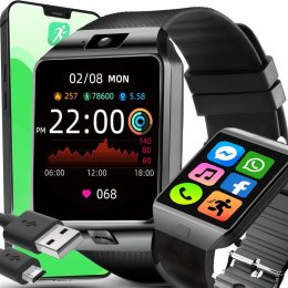 Smartwatch zegarek polskie menu karta sim sd wyświetlacz ips lcd połączenia