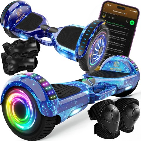 Deskorolka elektryczna hoverboard 6,5' cala deska bluetooth głośniki 250w - niebieska e031-1