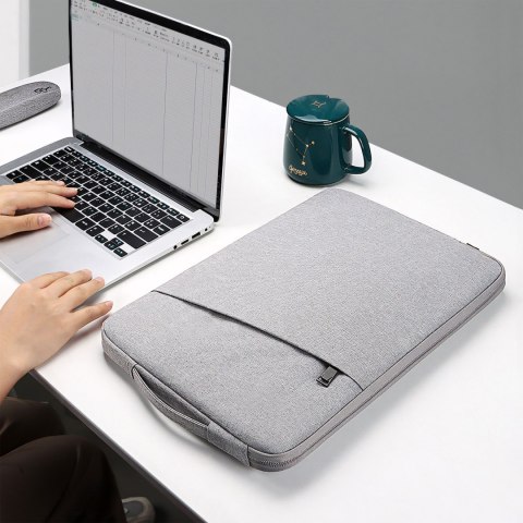 Etui na laptopa torba pokrowiec na laptop dokumenty do pracy szary 14-15,6"