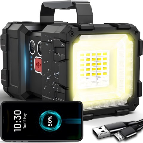 Latarka led taktyczna mocna akumulatorowa szperacz usb reflektor 1000lm 40w