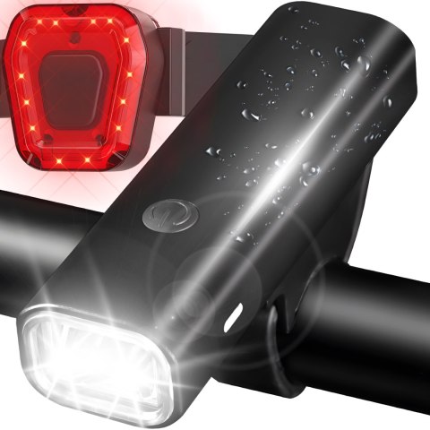 Latarka rowerowa lampka led przód + tył na kierownicę usb akumulatorowa zes