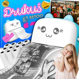 Mini drukarka termiczna drukuś oryginalny do zdjęć przenośna kotek 11 rolek -er1115