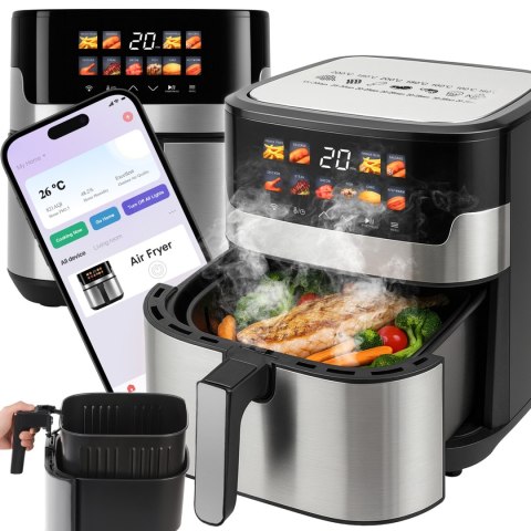 Air fryer frytkownica beztłuszczowa wifi 6.5l. z wyświetlaczem lcd 10 menu or1293