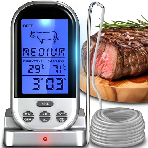 Bezprzewodowy termometr do grilla wędzarni dom lcd