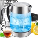 Czajnik elektryczny bezprzewodowy duży 1.7l mocny 2200w led stal szkło - or1302