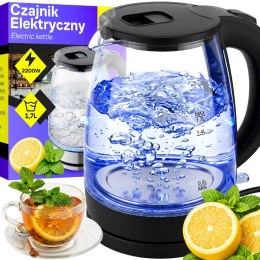 Czajnik elektryczny szklany bezprzewodowy podświetlany led 1,7l 2200w mocny - or1296