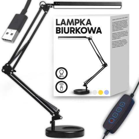 Lampa kreślarska biurkowa do pracy szkoły 3 barwy led regulowana mocna -e143-2