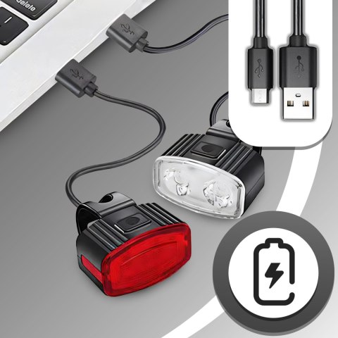 Lampka rowerowa przód tył led mocna akumulatorowa na rower przednia zestaw - er1030