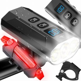 Mocna lampka rowerowa światło led przód + tył 900lm latarka 2500mah - er1032