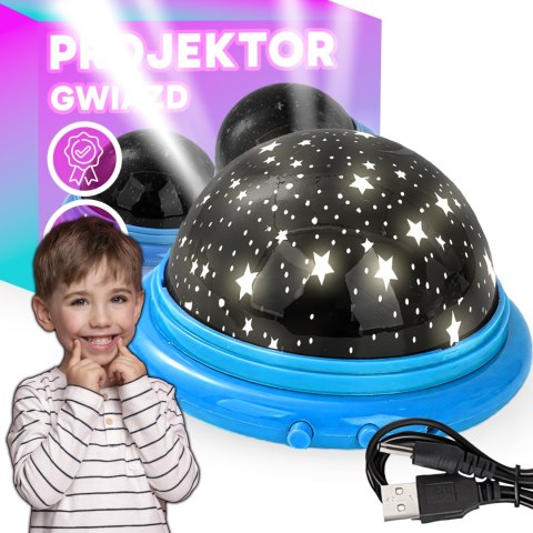 Projektor gwiazd lampka nocna gwiazdy księżyc usb baterie rzutnik led - dr306