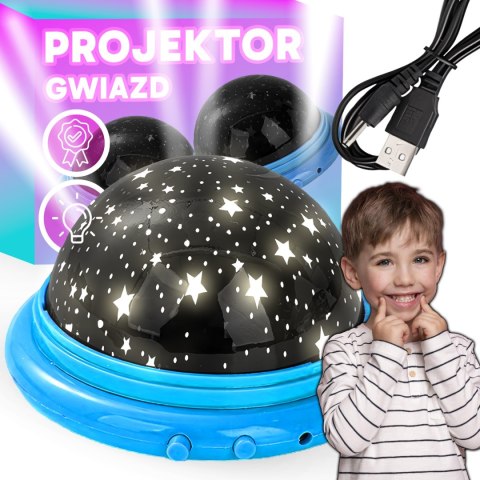 Projektor gwiazd lampka nocna gwiazdy księżyc usb baterie rzutnik led - dr306