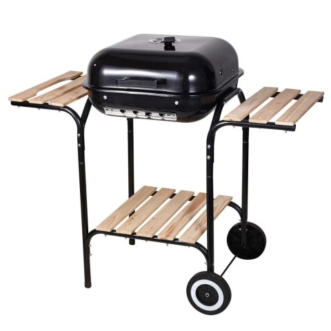 Grill ogrodowy, węglowy, z pokrywą, z półkami i kółkami
