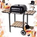 Grill ogrodowy, węglowy, z pokrywą, z półkami i kółkami