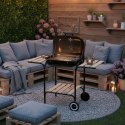 Grill ogrodowy, węglowy, z pokrywą, z półkami i kółkami