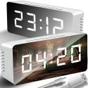 Budzik zegar elektroniczny termometr lustro led