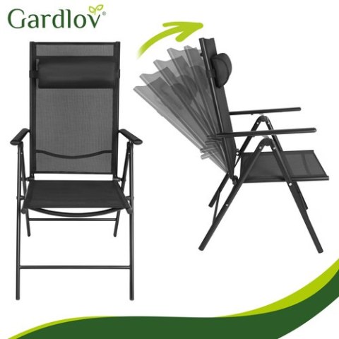Krzesło ogrodowe składane czarne 2szt. Gardlov