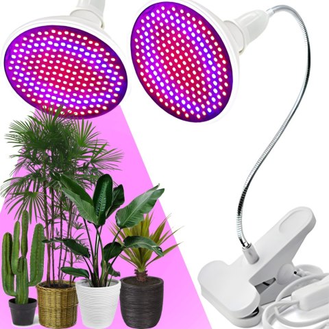 Lampa do wzrostu roślin 200 led panel do uprawy klips 20w e27 gwint ruchoma -e563