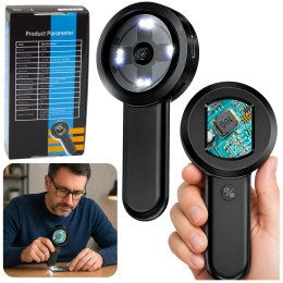 Przenośny Mikroskop Cyfrowy Ręczny Kamera HD 100x Ekran IPS 8 Diod LED