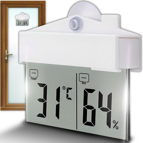 Termometr zewnętrzny wewnętrzny okienny na okno higrometr cyfrowy °c/°f