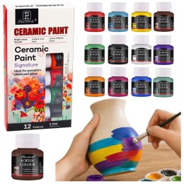 Zestaw Farb Ceramicznych Do Porcelany Szkła Ceramiki Pędzelek 12 szt. 25 ml