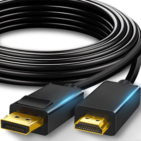 Kabel przejściówka hdmi displayport adapter 2.0 pozłacany 1,8 m 4k/60hz