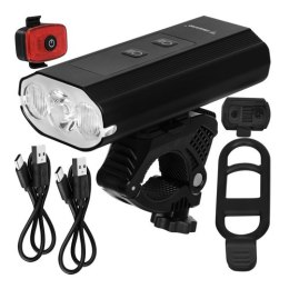 Lampka rowerowa LED 1300lm + tylna lampa Trizand