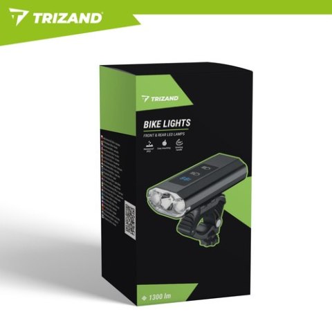 Lampka rowerowa LED 1300lm + tylna lampa Trizand