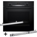 Piekarnik BOSCH HBA514BB3 + prowadnice teleskopowe 1 poziomowe BOSCH HEZ538000