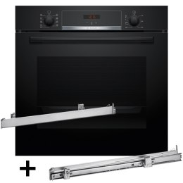 Piekarnik BOSCH HBA514BB3 + prowadnice teleskopowe 1 poziomowe BOSCH HEZ538000
