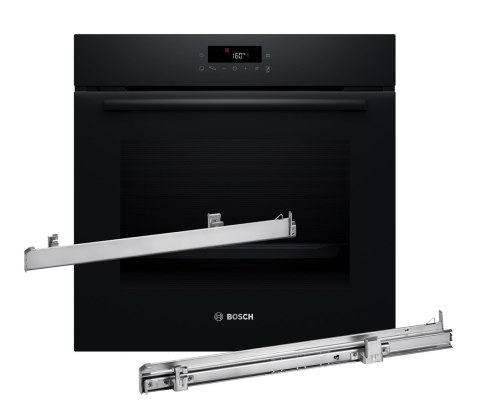 Piekarnik elektryczny Bosch HBA571BB4 Serie 2 71 l + prowadnice HEZ538000 | piroliza | AutoPilot 10 | termoobieg 3D | czarny