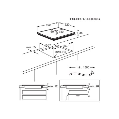 Płyta ceramiczna ELECTROLUX EHF6343FOK 60 cm | 4 pola | wskaźnik ciepła resztkowego | timer | czarny