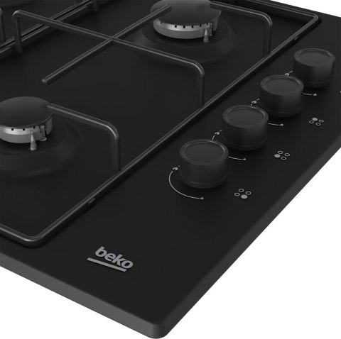 Płyta gazowa Beko HIBG64120SB 60 cm | 4 palniki | zapłon elektryczny | ruszty żeliwne | czarny