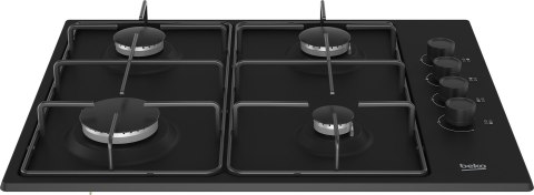 Płyta gazowa Beko HIBG64120SB 60 cm | 4 palniki | zapłon elektryczny | ruszty żeliwne | czarny